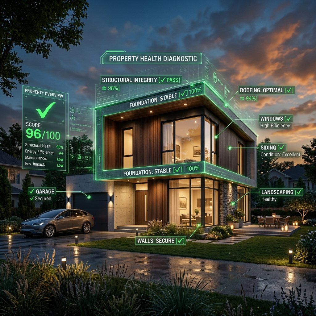 Residential structure with overlay rating dashboard scan