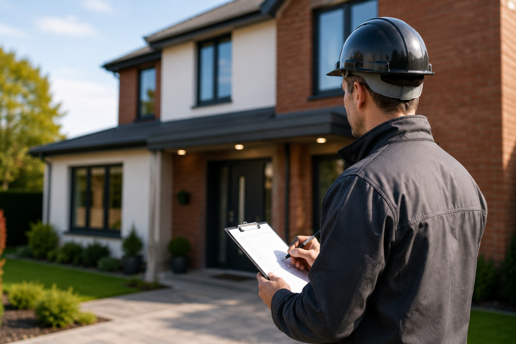 Home inspection in progress outdoors